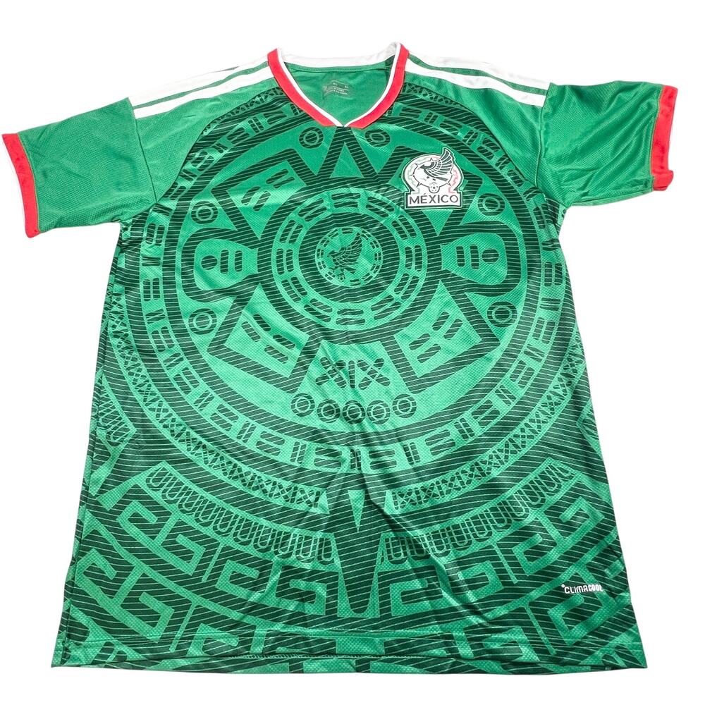 Mexico Soccer Jersey Men XL Green Aztec Calendar Futbol Shirt Unbranded